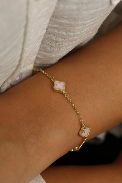 Pembe Taşlı Altın Bileklik