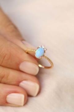 Opal Aqua Marine Altın Yüzük