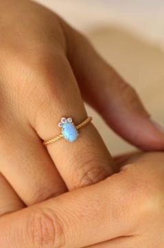 Opal Aqua Marine Altın Yüzük
