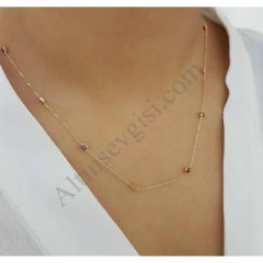 Tiffany Altın Kolye Beyaz
