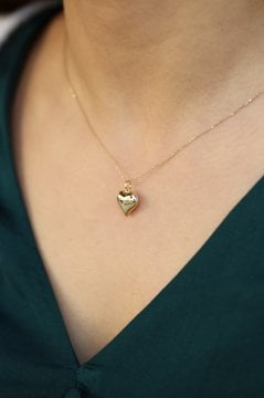 Altın 3 Boyutlu Kalp Kolye