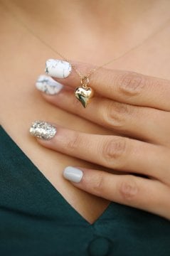 Altın 3 Boyutlu Kalp Kolye