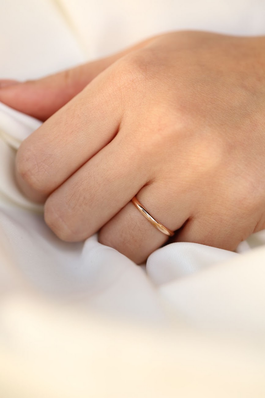2.00 mm Klasik içi Dolu Rose Altın Alyans