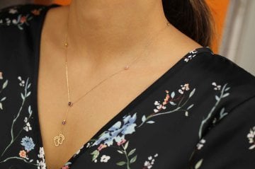 Tiffany Ayak İzi Altın Kolye