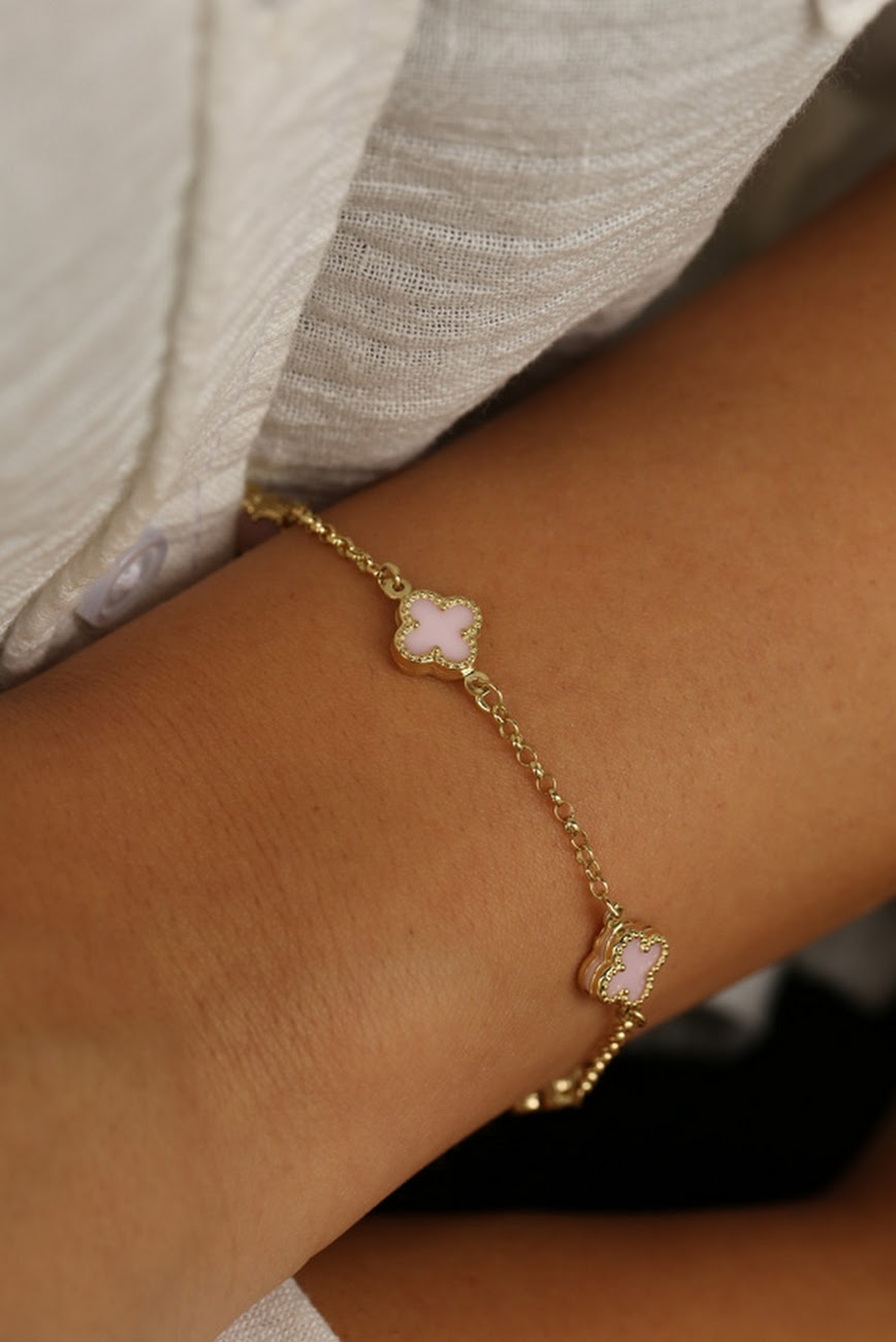 Pembe Taşlı Altın Bileklik