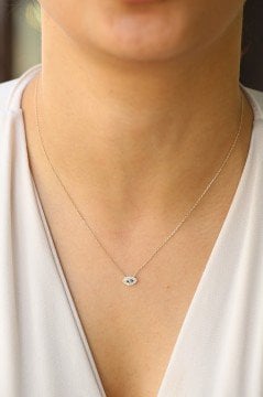 Altın Göz Minimal Nazar Boncuğu Kolye