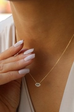 Altın Göz Minimal Nazar Boncuğu Kolye