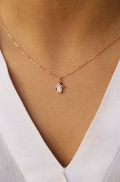 Minimal Opal Beyaz Taşlı Penguen