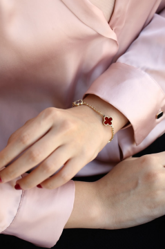 Bordo Büyük Yonca Bileklik