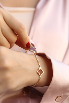 Bordo Büyük Yonca Bileklik