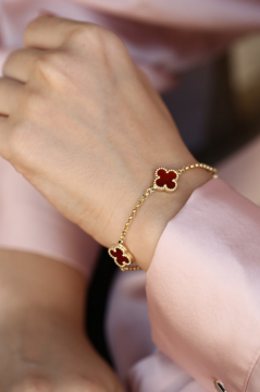 Bordo Büyük Yonca Bileklik