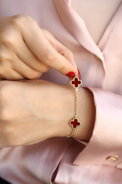 Bordo Büyük Yonca Bileklik