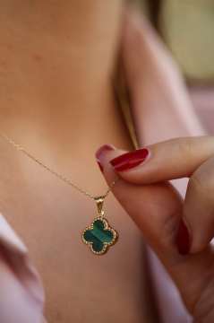 Yeşil Yonca Altın Kolye