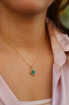 Yeşil Yonca Altın Kolye