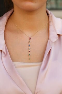 Renkli Taşlı Altın Kolye