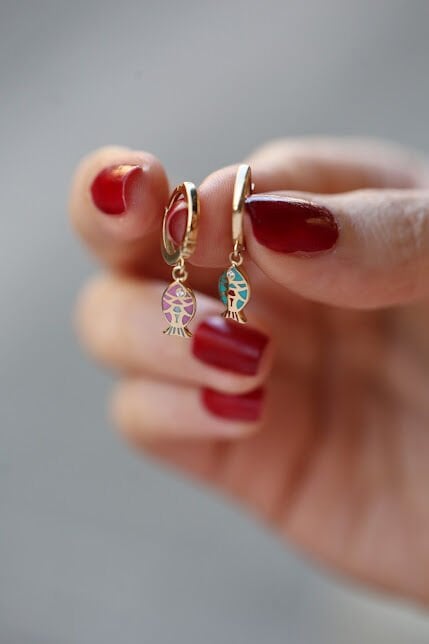 Mineli Çift Taraflı Balık Küpe