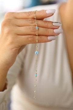 Altın Toplu Nazar Boncuğu Bileklik